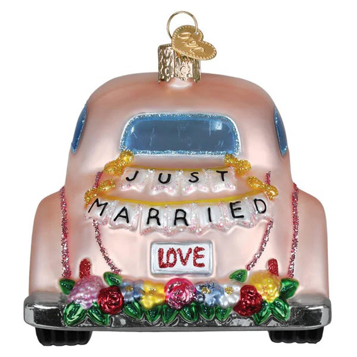 Old World Christmas Just Married Magic Glass Ornament