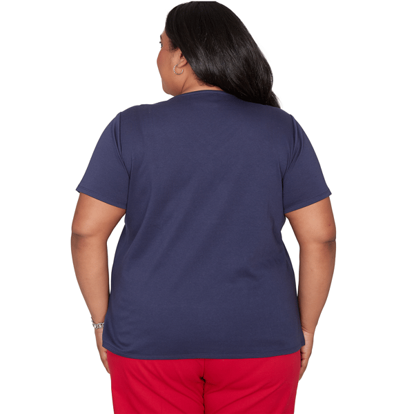 Plus Size Alfred Dunner Lady Liberty Fireworks Embroidery Blouse - image 