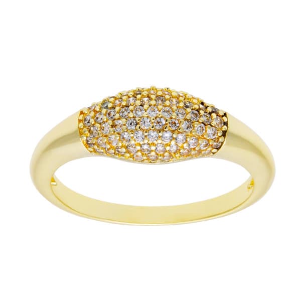 Marsala Gold Over Brass CZ Pave Dome Ring - image 