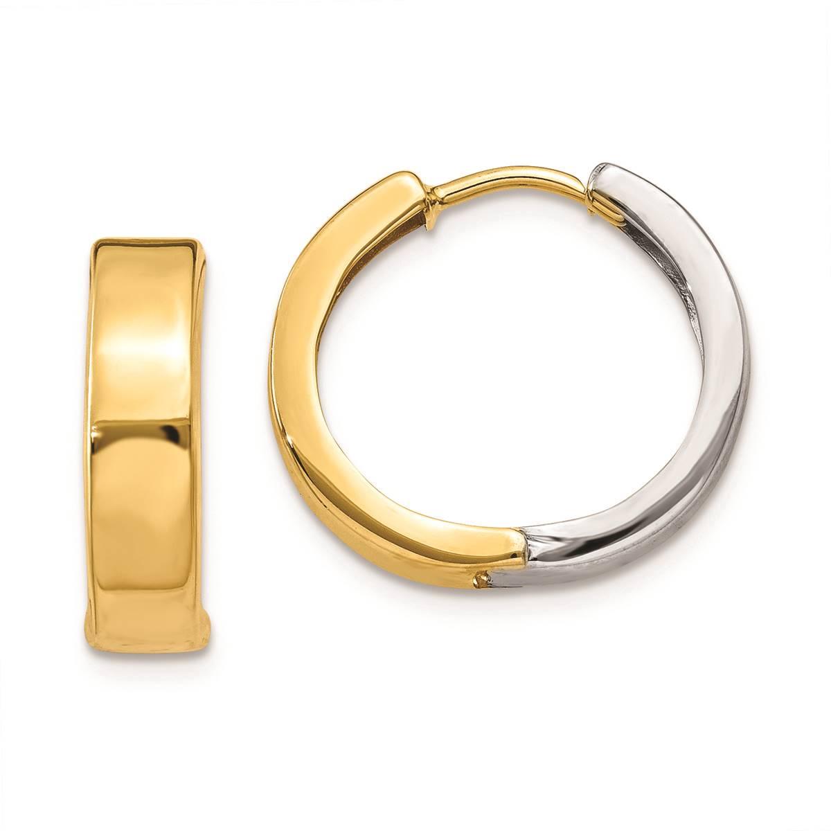 Gold Classics™ 14kt. Gold Two-Toned Hinged Hoop Earrings