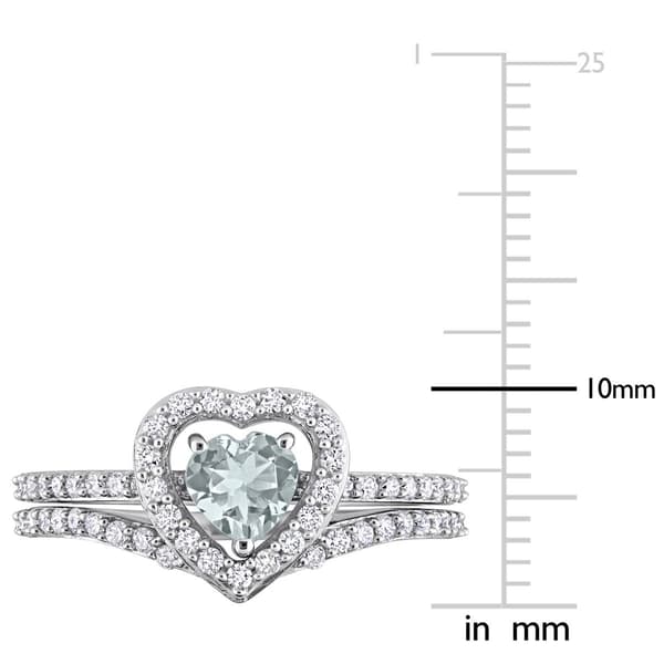 Gemstone Classics&#8482; 10kt. White Gold Aquamarine Heart Bridal Set