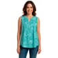 Womens Notations Abstract Pleat Split Neck Button Front Blouse - image 1