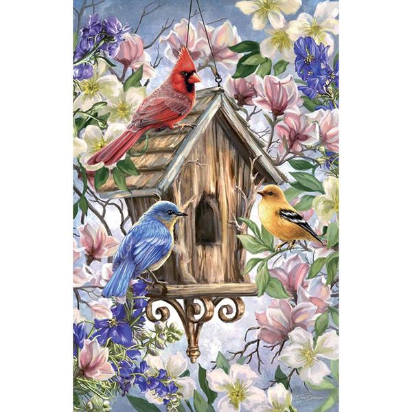 Evergreen Spring Awakens Burlap House Flag - image 
