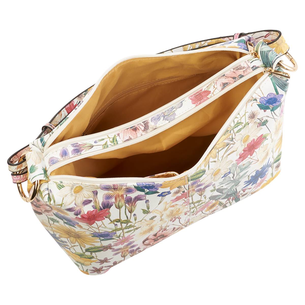 DS Fashion NY Double Zip Convertible Floral Hobo - image 3