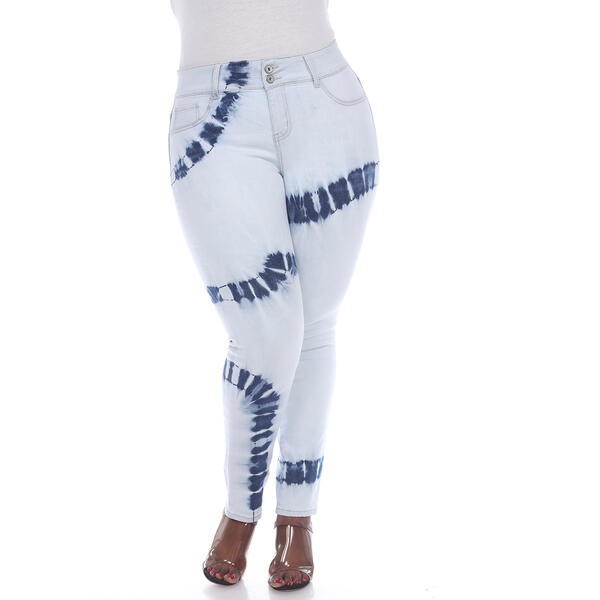 Plus Size White Mark Tie Dye Light Blue Jeans - image 