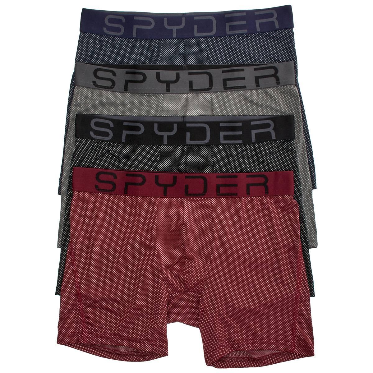 Mens Spyder Nylon Mesh Knit Boxer Briefs - Burgundy/Black