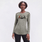 Womens Tru Self Long Sleeve Drop Button Shoulder Witches Hat Tee - image 1