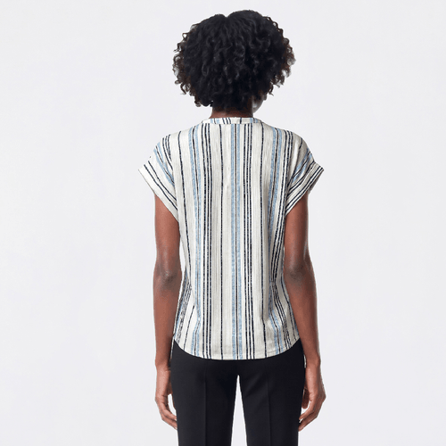 Womens Cure Short Dolman Sleeve Stripe 1/2 Zipper Blouse