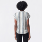 Womens Cure Short Dolman Sleeve Stripe 1/2 Zipper Blouse - image 2