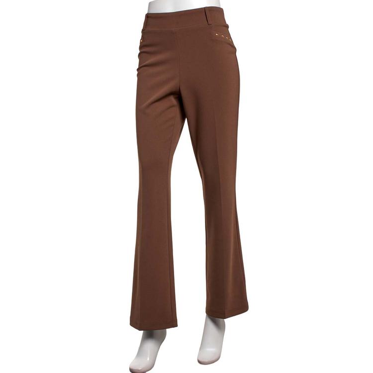 Womens Soho Apparel Pull On Bootcut Gold Stud Dress Pants