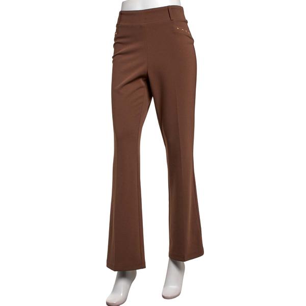 Womens Soho Apparel Pull On Bootcut Gold Stud Dress Pants - image 