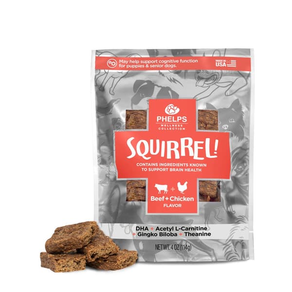 Phelps Wellness Squirrel Attention Focusing Dog Treats - 4.5oz.