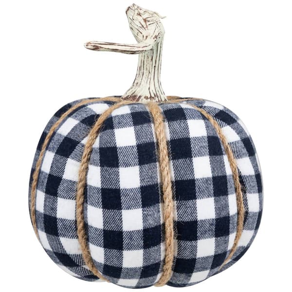 Northlight Plaid Fall Harvest Pumpkin with Weathered Stem