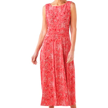 Womens Perceptions Sleeveless Floral Ruched Waist Midi Dress - Boscov's