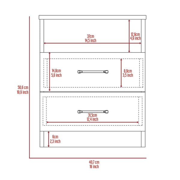 FM FURNITURE Oklahoma 2 Drawer Nightstand