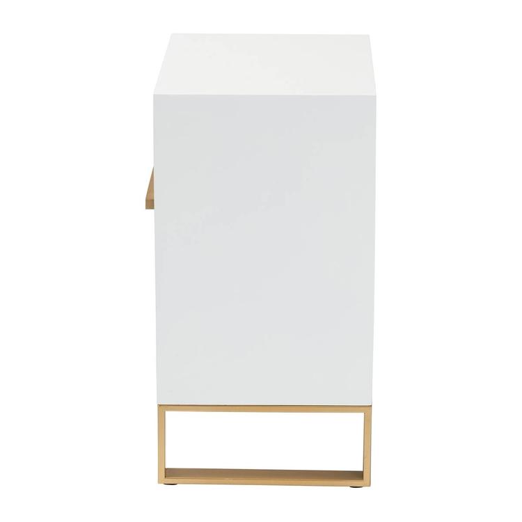 Baxton Studio Giolla Glam & Luxe White Wood 2-Drawer Nightstand