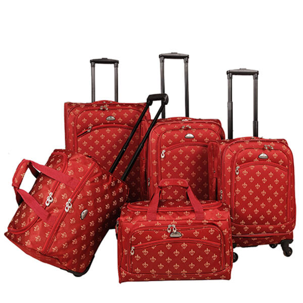 American Flyer Fleur De Lis 5pc. Luggage Set - Red - image 