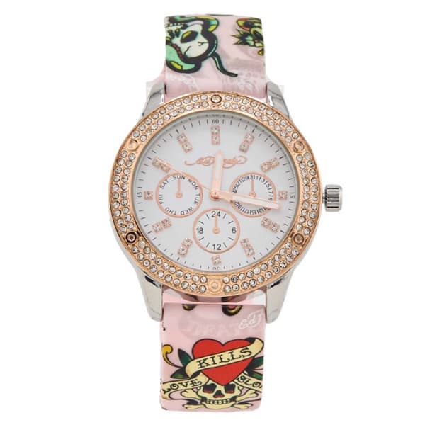 Womens Ed Hardy Watch & Make Up Pouch Set - A1978S-07-B01