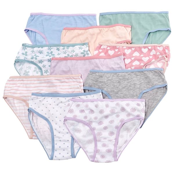 Girls (7-12) Sweet Princess 10pk. Mixed Print Panties - image 