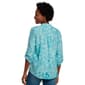 Petite Notations 3/4 Sleeve Floral Pleat Button Front Blouse - image 2