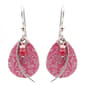 Silver Forest Wisp Bead Floral Texture Teardrop Earrings - image 1