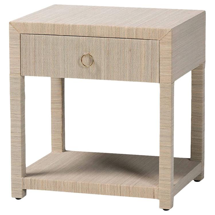 bali & pari Nata Bohemian Woven Natural Grasscloth Nightstand
