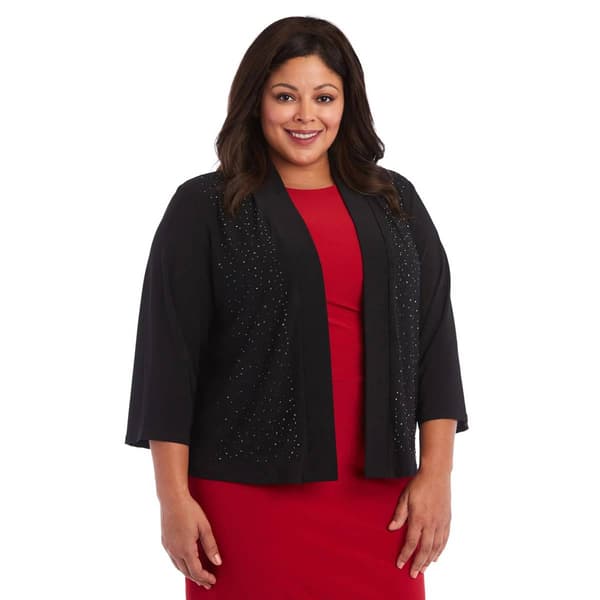 Plus Size R&M Richards Open Front Bead Cardigan