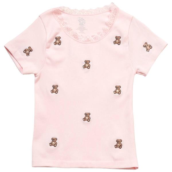 Girls (7-16) Jolie & Joy Lace Trim Teddy Bear Tee