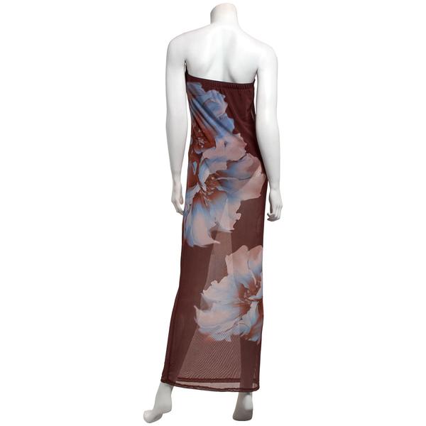 Juniors Madden Girl Floral Placement Mesh Strapless Maxi Dress