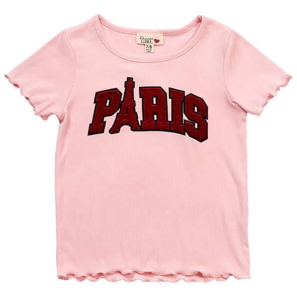 Girls (7-16) Dream Girl Short Sleeve Lettuce Edge Paris Tee - image 