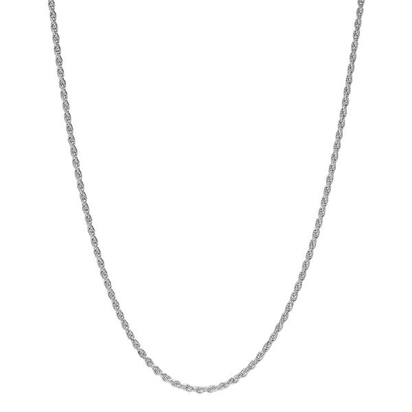 30in. Sterling Silver Polished Solid Rope Chain Necklace - image 
