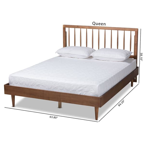 Baxton Studio Sora Ash Walnut Wood Queen Size Platform Bed