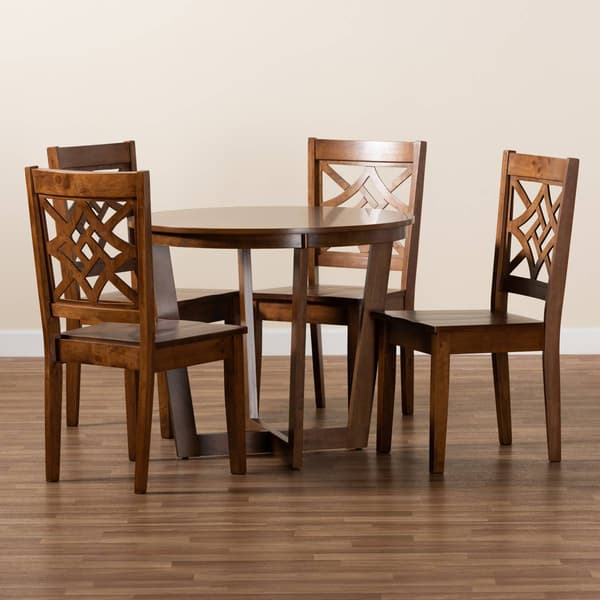 Baxton Studio Brava Walnut Brown Finished Wood 5pc. Dining Set