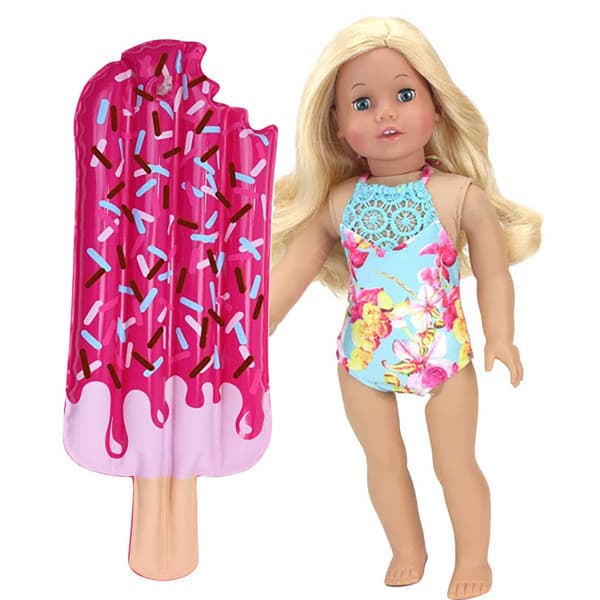 Sophia&#39;s® Floral Lace Trim Bathing Suit &amp; Popsicle Pool Float