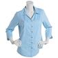 Womens Emily Daniels 3/4 Sleeve Stripe Button Front Blouse-BLUE - image 1
