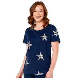 Petite Shenanigans Foil Stars Tee