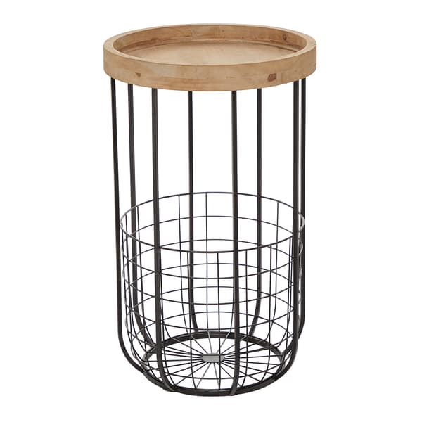 9th & Pike(R) Round Wood Tray Top Accent Table - image 
