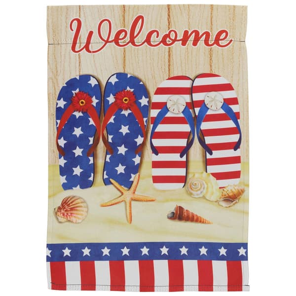 Northlight Seasonal Sandy Beach Welcome Patriotic Garden Flag - image 
