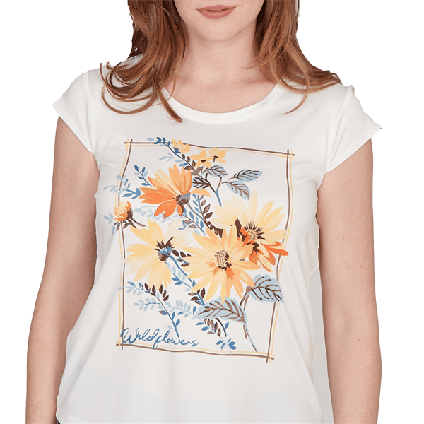 Plus Size Emaline Key Items Cap Sleeve Wildflower Placement Tee