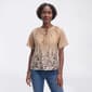 Womens Como Black Flutter Sleeve Tie Neck Floral Woven Blouse - image 1