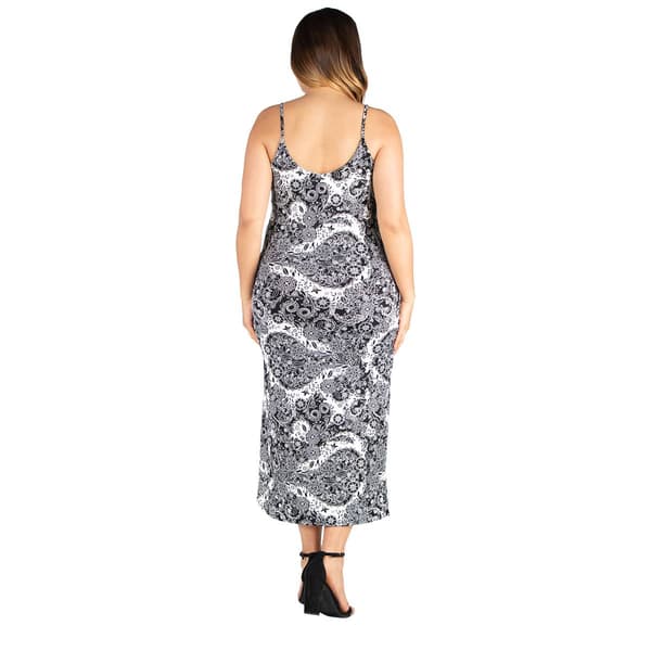 Plus Size 24/7 Comfort Apparel Spaghetti Strap Paisley Maxi Dress