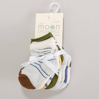 Baby Boy (6-12M) Rabbit Moon Organics 10pk. Stripe & Solid Socks - Boscov's