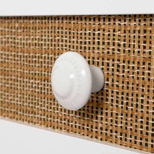 South Shore Balka White and Faux Printed Rattan End Table