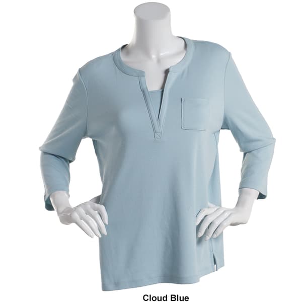 Womens Hasting &amp; Smith 3/4 Sleeve Banded Jewel Neck 2Fer Tee