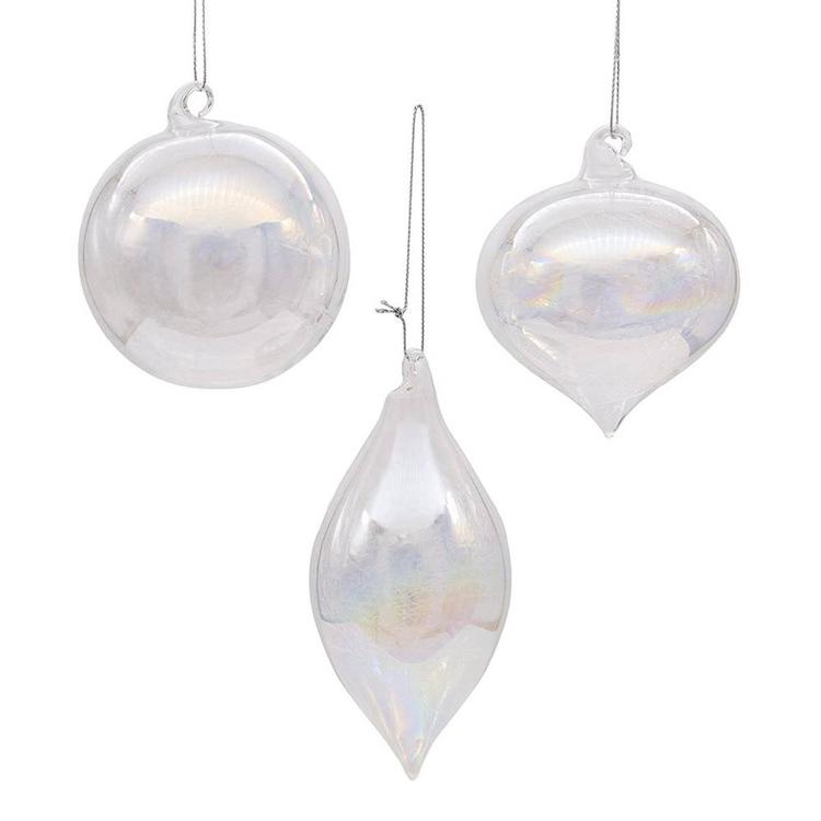 Kurt Adler Iridescent Ball Onion & Teardrop 3pc. Ornaments Set