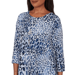 Womens Alfred Dunner Classics 3/4 Sleeve Leopard Blouse
