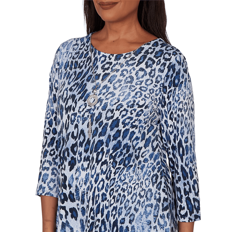 Womens Alfred Dunner Classics 3/4 Sleeve Leopard Blouse