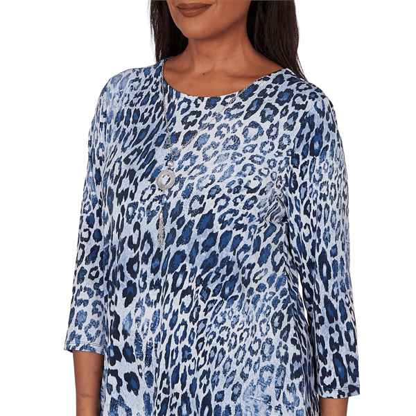 Womens Alfred Dunner Classics 3/4 Sleeve Leopard Blouse