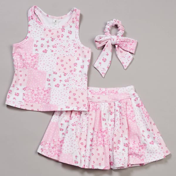 Girls (7-14) Yogalicious(R) Rosy Ditsy Racerback Tank w/ Skort Set