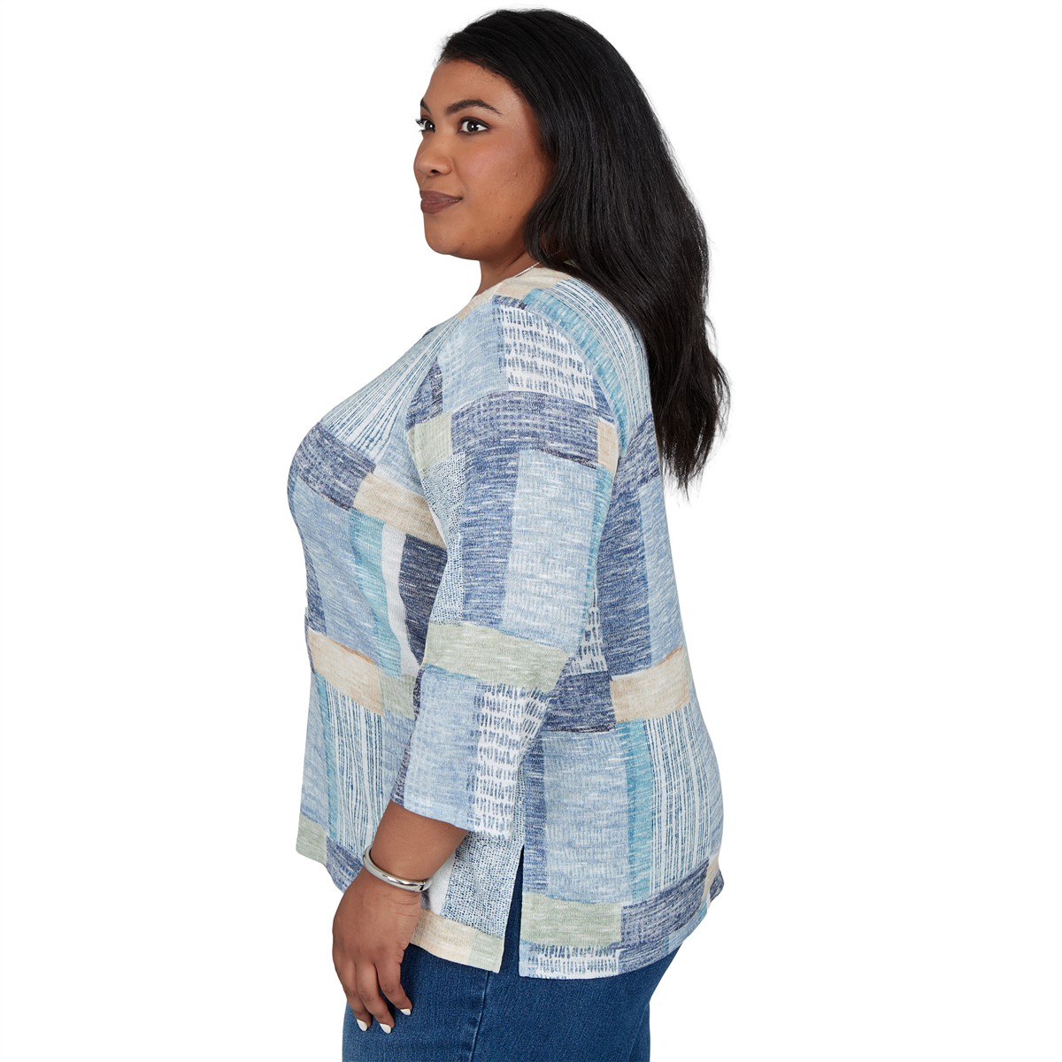 Plus Size Alfred Dunner Ann Arbor Geometric Patchwork Blouse